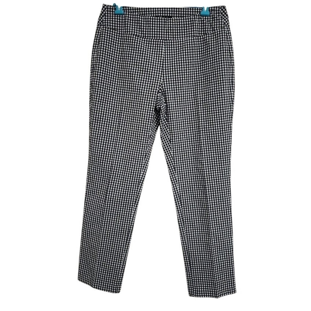 Chadwicks of Boston Gingham Ankle Pants Black White Check Stretch‎ Size 8 G25